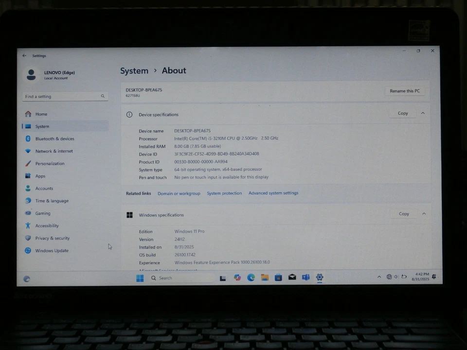 Lenovo ThinkPad E430 i5 3rd GN 14'' PANTALLA RAM 8GB, STORGE 500 HDD DEDO TÁCTIL Foto 2 de 4