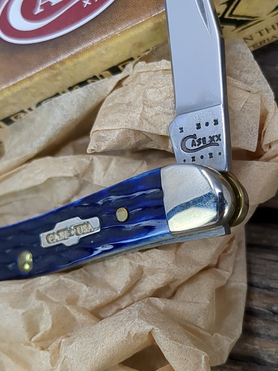 Case XX 610096 SS Tiny Toothpick Knife Blue Bone Handle 2000 w