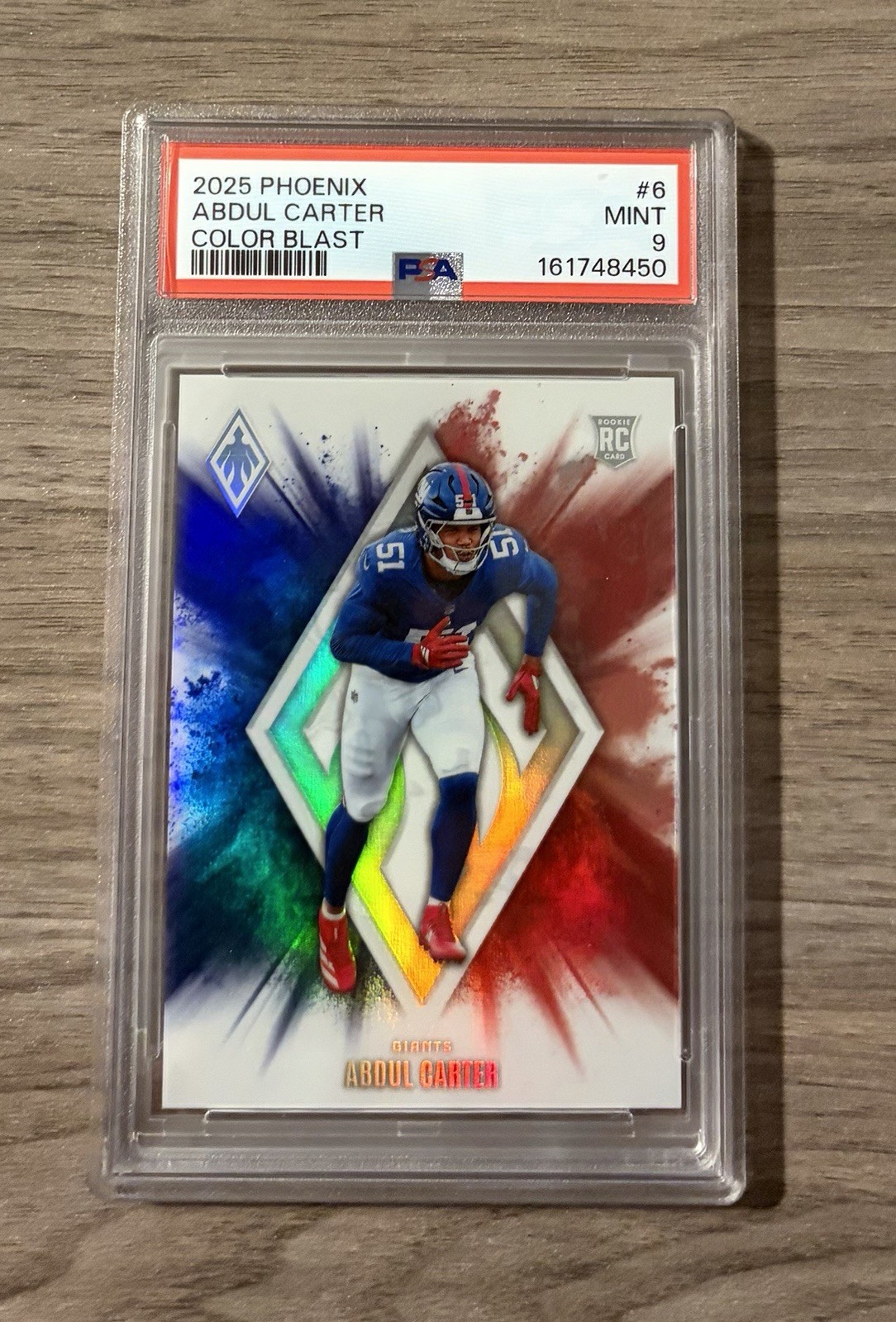 Abdul Carter 2025 Panini Phoenix Color Blast #6 RC PSA 9 MINT Giants Rookie