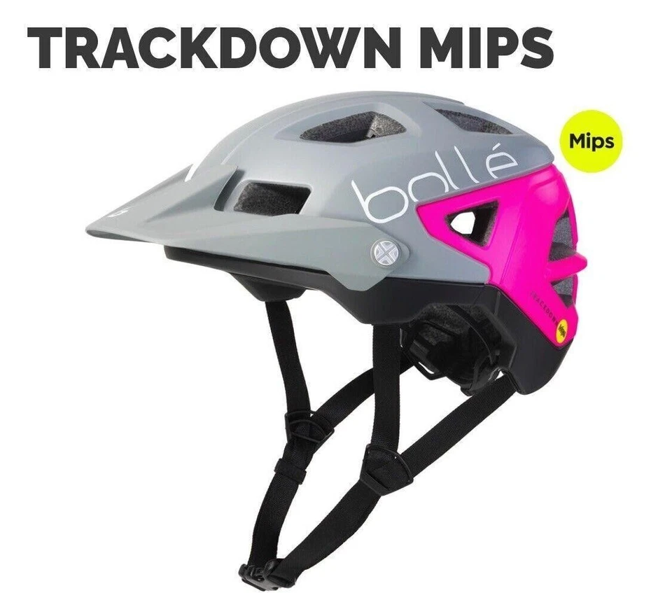 Capacete de mountain bike Bolle Trackdown MIPS cinza fosco rosa neon Lg 59-62cm - NOVO - Imagem 3 de 4