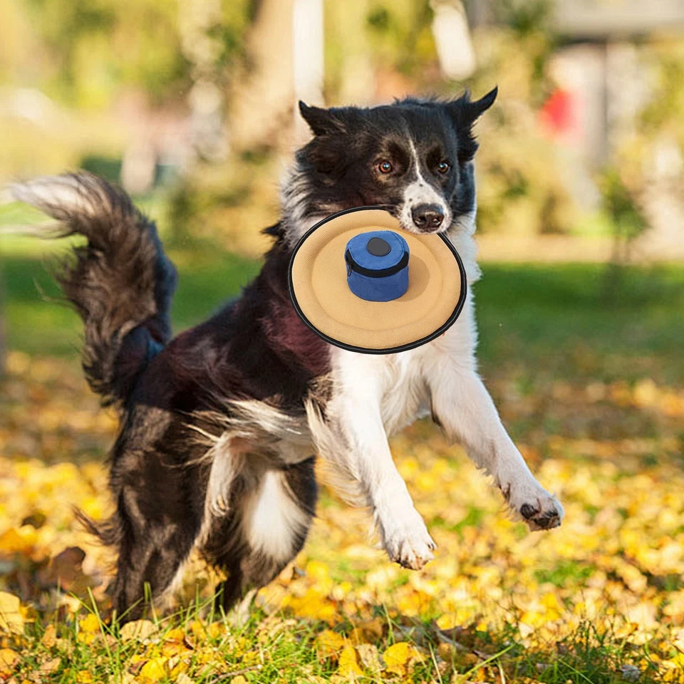 Disco volador de lona para perros mascotas cachorros ejercicio seguro correr al aire libre entrenamiento juguete disco volador Foto 4 de 4