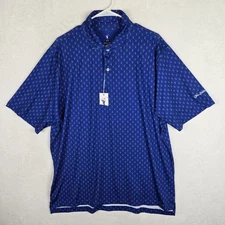 Fairway & Greene The Link Mens Blue Ski Pattern Golf Polo Shirt Size XL NEW
