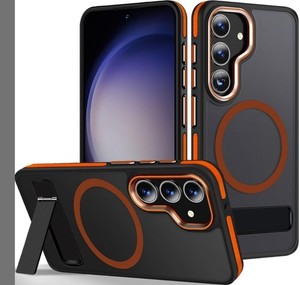 MALEWOLF for Samsung Galaxy S24 Plus Case, Magsafe With Kickstandblack&Orange