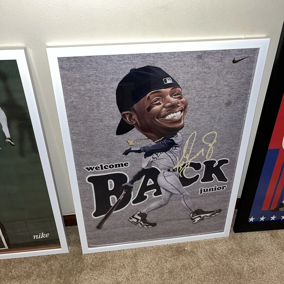 Póster retro Ken Griffey Jr Nike años 90 - 18x24 pulgadas. Raro Seattle Mariners Foto 4 de 4