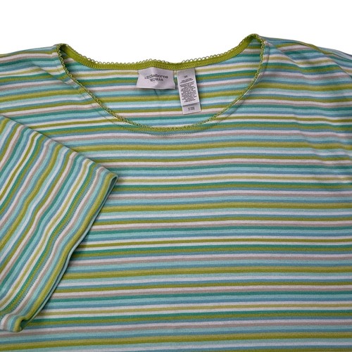 Liz Claiborne Woman Top Women's Plus 3X Striped Round Neck Short Sleeve NEW