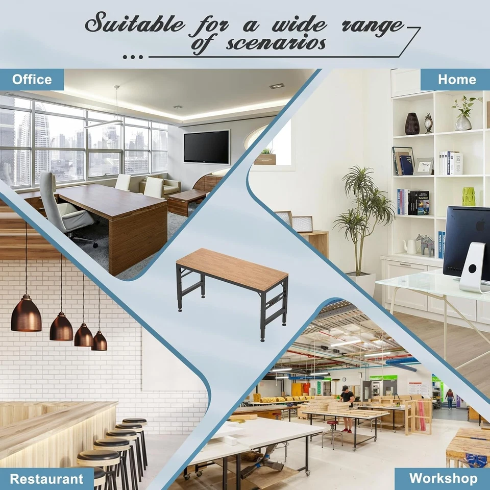 Height adjustable workbench 60 inches with power socket, rubber wood workbench - Image 4 of 4