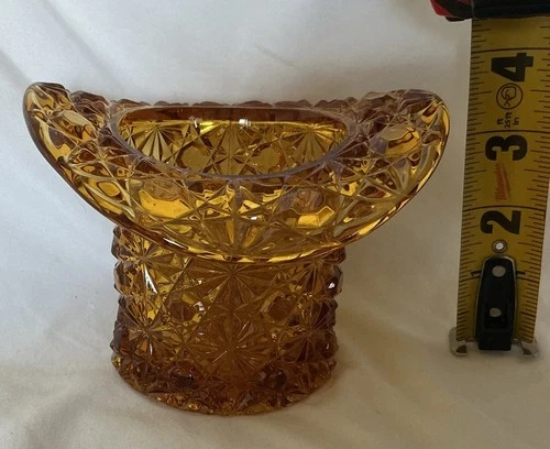 Fenton Amber Glass Daisy and Button Top Hat 3.5”