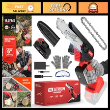 "Portable Cordless Mini Chainsaw 20V, 6-Inch One-Handed Electric Saw for Wood Cu