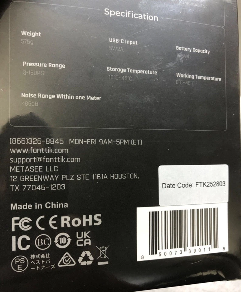 Fanttik X9 Pro Air Inflator 150psi Max  - Image 3 of 4