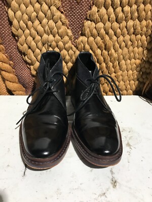 Cole Haan Mens Chukka Boots Black Patent Leather Air Colton C10825 US Size 