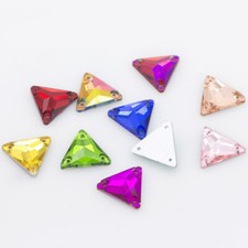 48pcs 12mm Triangle Glass FlatBack Crystal Rhinestone Sew on Jewels Applique