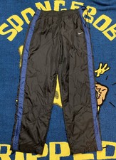 VTG Nike Women's Windbreaker Track Pants Black Lined Zip Ankles L 12-14 EUC