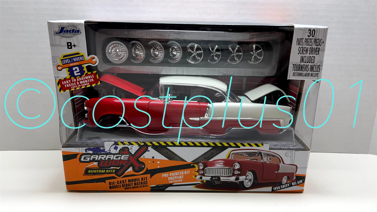JADA GARAGE WORX KUSTOMS KITS 1955 CHEVY BEL AIR 1:24 RED 2 SETS