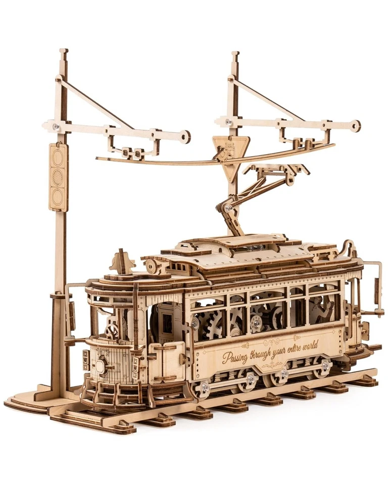 ROKR Classic City Tram Car 3D Wooden Puzzle Model Kit Kids Toys Adult Xmas Gifts - Image 2 of 4