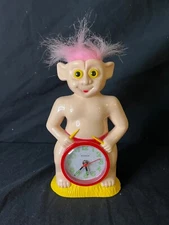 Lucky Boy Troll Drummer Alarm Clock Archie McPhee Extremely RARE! WORKS!