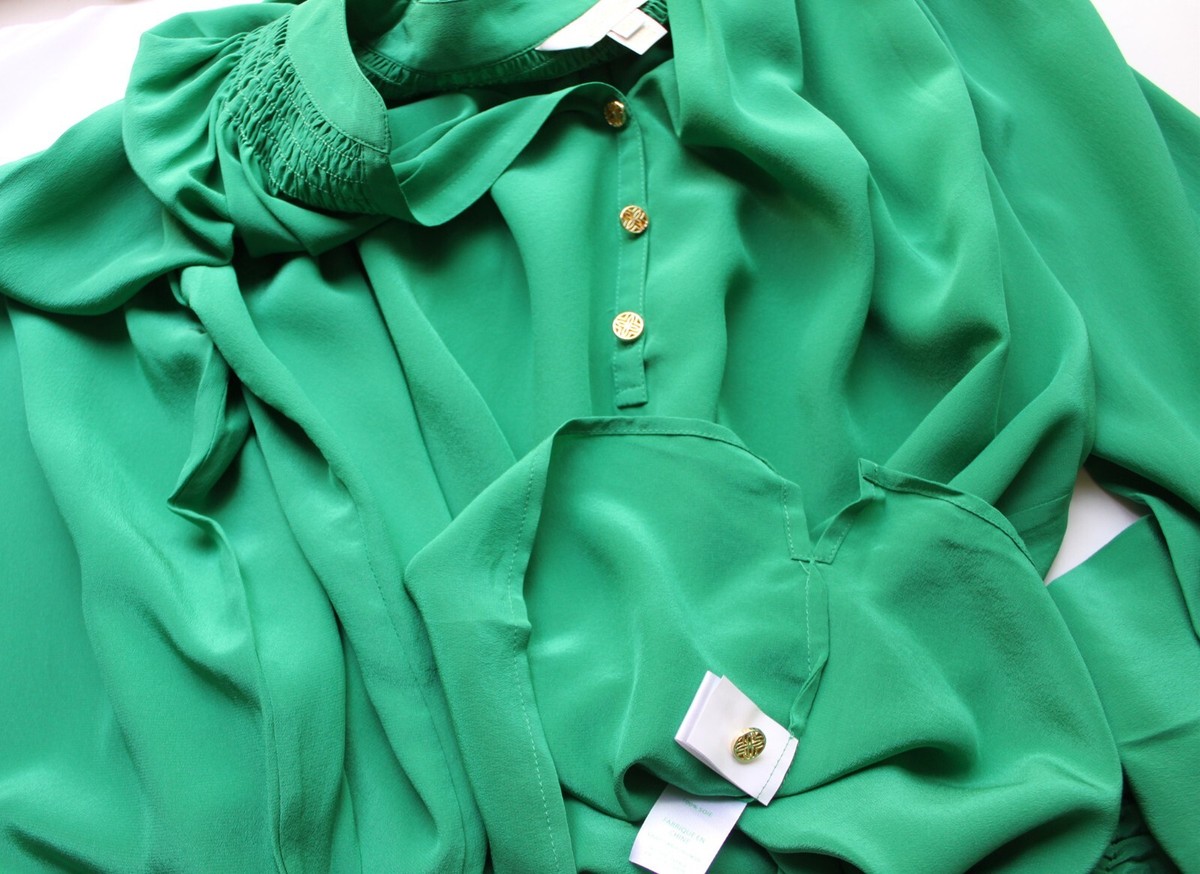 New Lilly Pulitzer Elsa Silk Top, Fiddle Leaf Green, Size XL