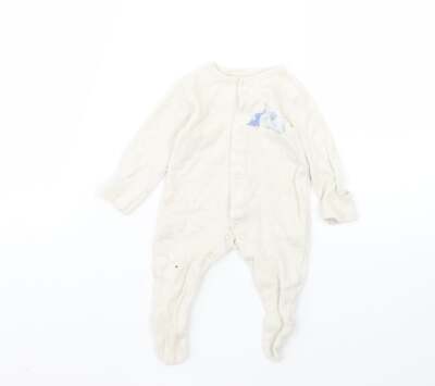 George Baby beige geometrisches Muster 100 % Baumwolle Strampler Einteiler Größe 0-3 Monate