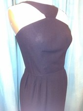 Vtg 50s 60s atomic collar little black cocktail party lace hem LBD dress GREAT