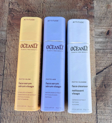 OCEANLY Phyto-Age, Glow and Cleanse Face Serum and Cleanser Lot of 3
