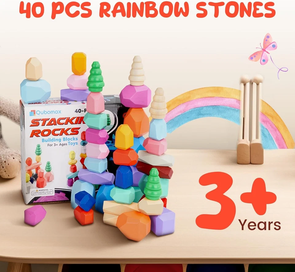 40PCS Stacking Rocks Building Blocks Montessori Toys For 3+ by Qubomax - Image 2 of 4