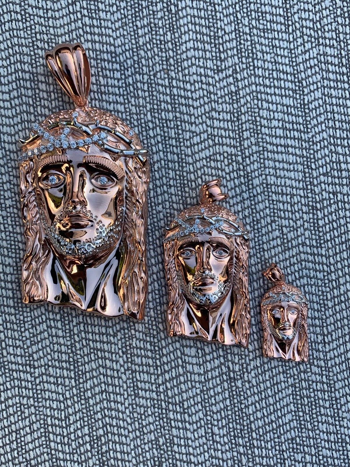 Solid 925 Silver 14k Rose Gold Plated Jesus Piece ITALY Necklace Real ...