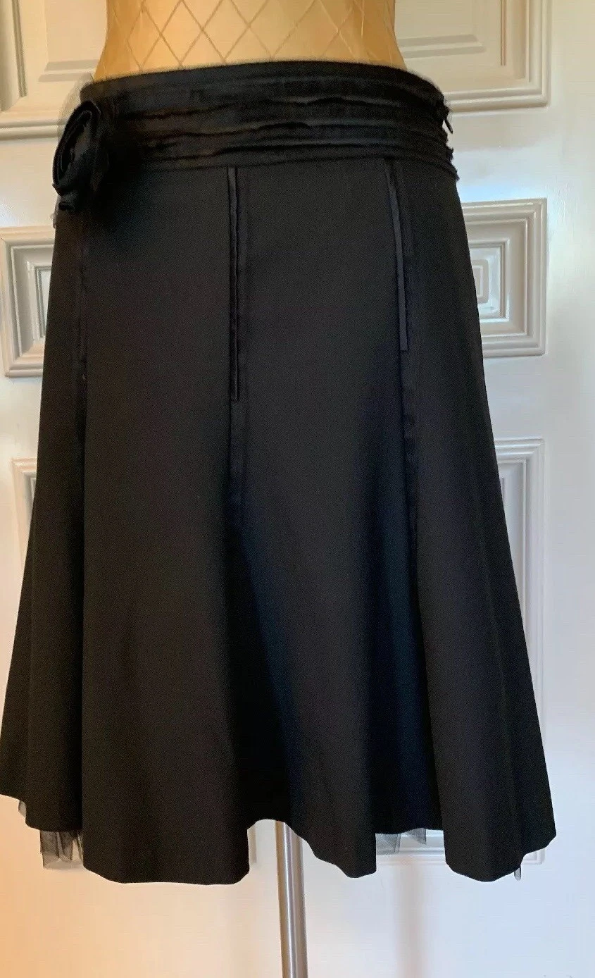 The Limited Woman Evening Skirt Size 4 Color Block Knee length With Black Rose