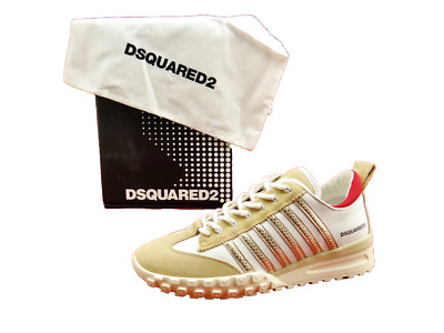 DSQUARED2 Legend Sneaker Low Top Weiß Gold Rosa Schuhe Turnschuhe Leder Gr.38