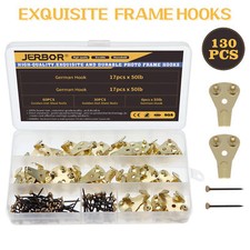 130Pcs Heavy Duty Hanging Hooks Home Photo Frame Handbag Picture Hanger Kits Set