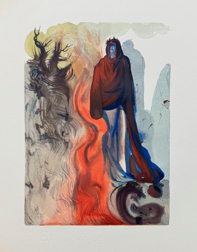 Salvador Dali 1960 DIVINE COMEDY INFERNO #34 Color Woodcut Wood Block Engraving - Picture 4 of 7