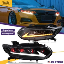 LED Headlights For Honda Accord 2018-2022 DRL Lexus Style 8 Lens Red Demon Eyes