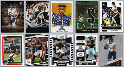 Justin Fields Player Lot (10) Football Card Collection Different Bears Rookie RC