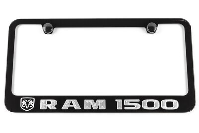 Black Engraved Silver Logo License Plate Frame For Ram Rebel