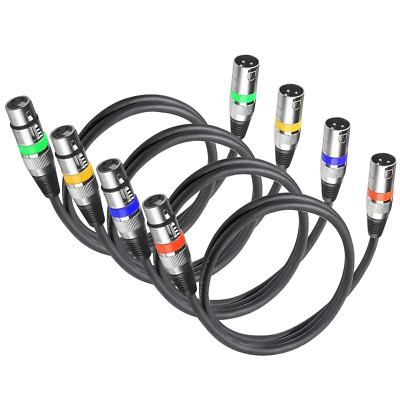 4 Pack DMX Cables - 1.2M & 3Ft XLR Male to Female, Short & Long Stage Light DMX