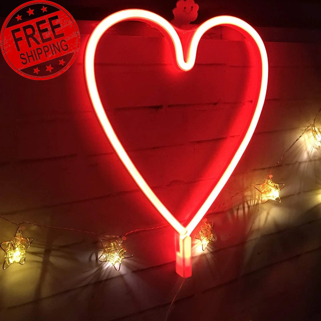 Neon Light Led Heart Sign Shaped Decor Light Wall Decor for Valentine S Day Birt