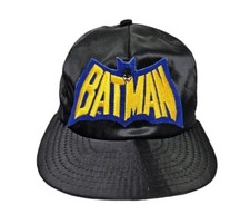 Vintage DC Comics Batman Satin Snapback Hat Cap Black Adjustable USA Made