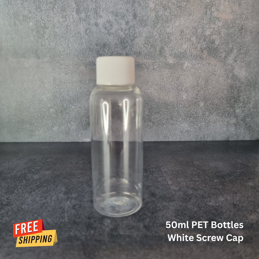 30ml 50ml 100ml PET Clear Plastic Bottles with White Lids Caps BPAfree
