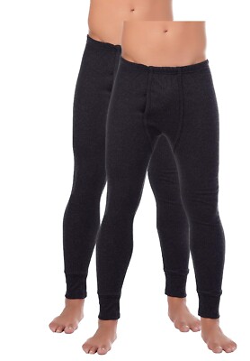 2 er Pack Herren Lange Unterhose mit Eingriff Skiunterw/&auml;sche Unterw/&auml;sche Hose Winter Wintersport Unterhosen Doppelpack