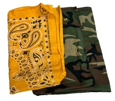 Vintage Hav-a-Hank Cotton Bandanna Handkerchief Yellow w/ Addt Camouflage GUC