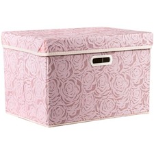 Larger Collapsible Storage Bin with Lid 1-Pack Fabric Decorative Storage Cu...
