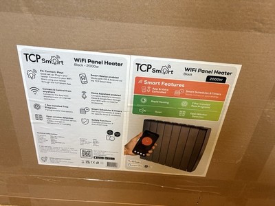 TCP Smart 2000W Schwarz Keramik Panel Elektro Heizkörper Brandneu