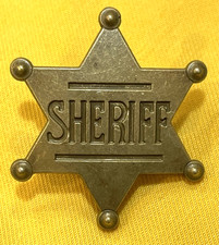 Sheriff Star Lapel Pin Brass Western Badge Law Enforcement Costume Collectible