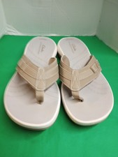 Clarks Cloudsteppers Breeze Taupe Flip Flops Sandals Size 8M