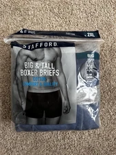 Stafford, 4-Pack Men's Cotton Boxer Briefs, Blues, XXL, 2XL, New In Package