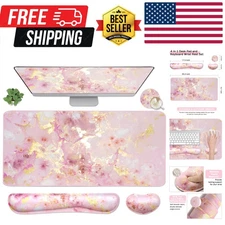 4-in-1 Large Gaming Mouse Pad, Keyboard Wrist Rest Pad & Wrist Support Mousep...