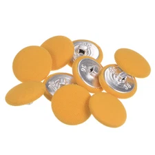 10pcs Fabric Cloth Covered Button 23mm Metal Round Sewing Buttons, Yellow