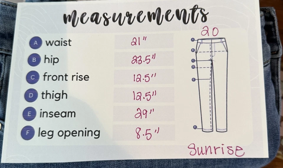 Sunrise 51 Jeans Women’s Size 20 Blue Stretch Denim Mid Rise Straight Leg 29 In - Image 4 of 4