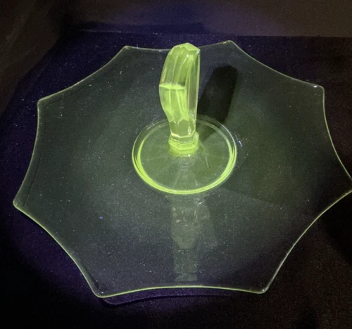 Vintage Clear Octagonal Depression Manganese Glass Serving 12" Platter