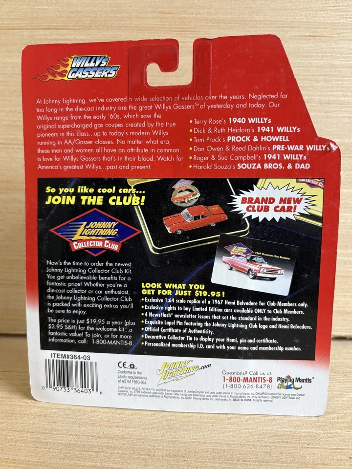 Johnny Lightning Willys Gasser Prock & Howell Tom Prock 1:64 Diecast Sealed - Image 3 of 3