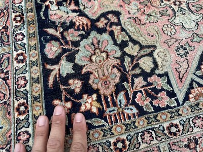 3x5 ANTIQUE SILK RUG ORIENTAL pink black handmade VINTAGE HAND-KNOTTED fine art