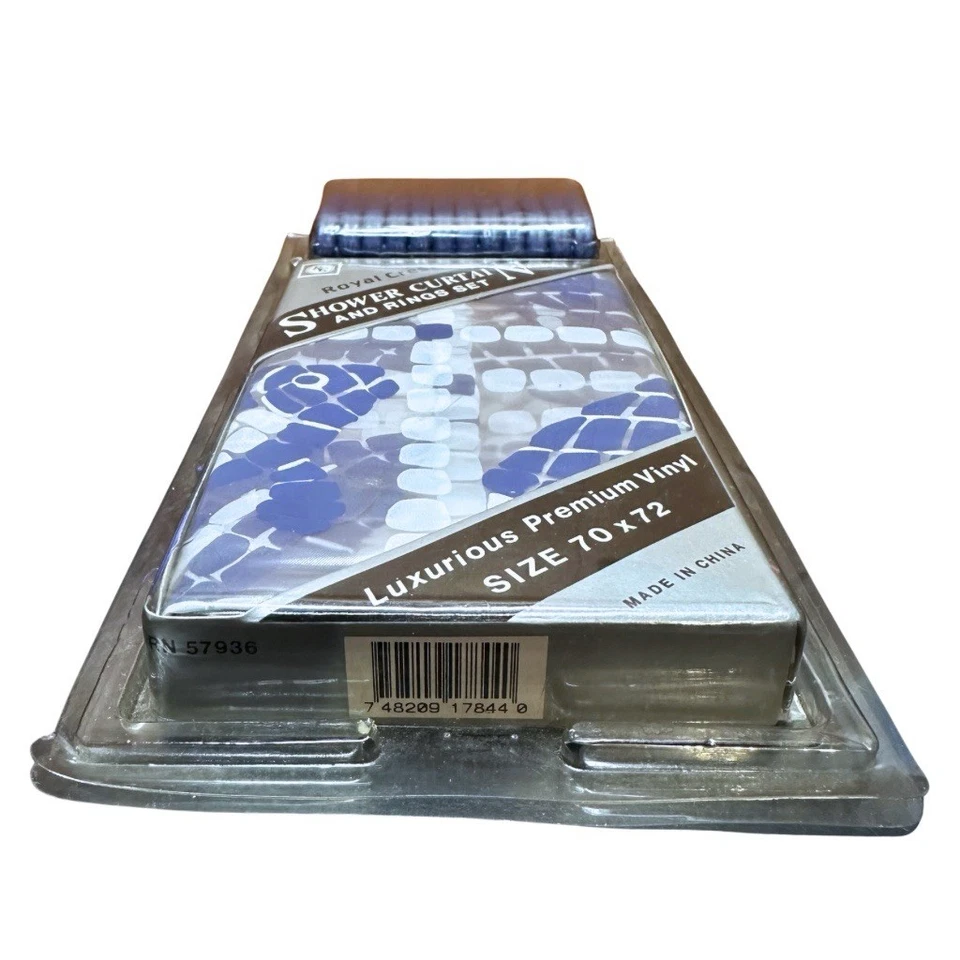 复古 Royal Crest 豪华优质乙烯基防水浴帘戒指套装 — 第 3/3 张图片